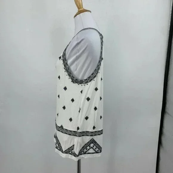 Anthropologie Embroidered Halter Tank Womens Size S Pullover Styling Black White - Picture 5 of 10